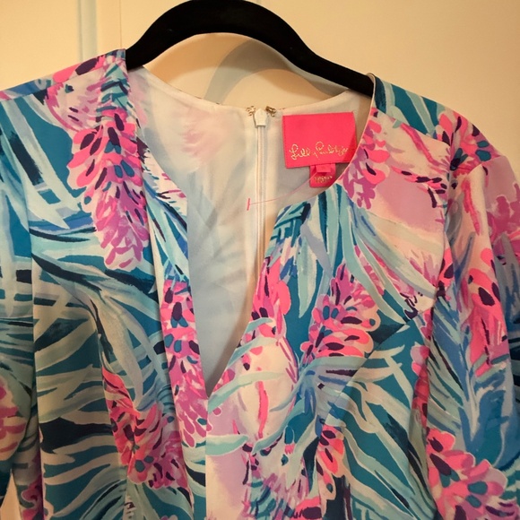 LILLY PULITZER NEW Peacock Blue Tweethearts Laeda Stretch Dress Size Small - Picture 7 of 10